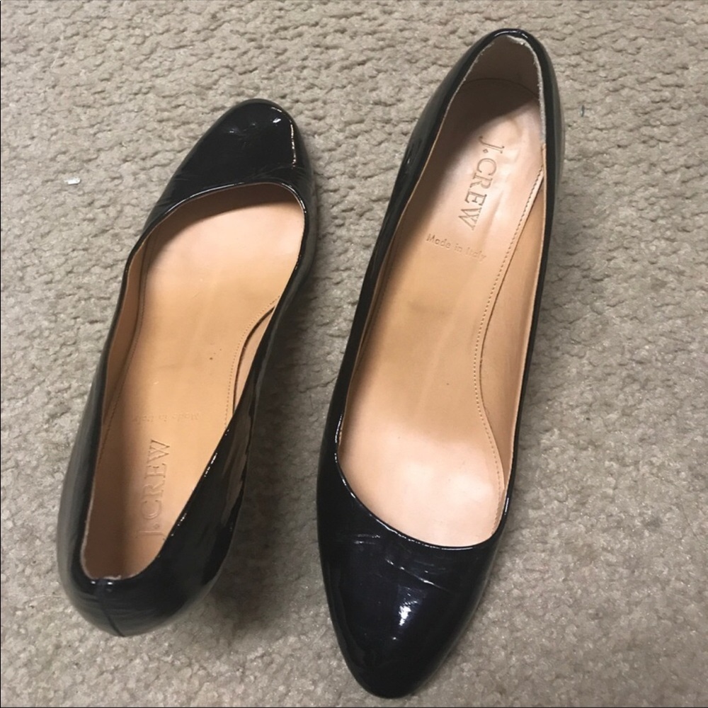 9.5 J Crew patent leather wedges like new!